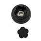 Black plastic blade motor coupling with metal square drive insert and flower-shaped cap