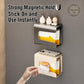 Gun metal and milky white magnetic tissue holders with tissue rolls and pull-out flap