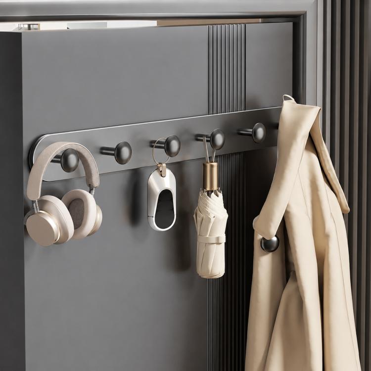 Multifunctional Magnetic Storage Hook Rack Wall Mounted No Drilling Hook Rail, 4 Hooks, 5 Hooks, 6 Hooks