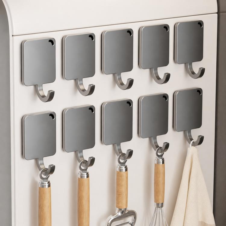 Wall Mounted No Drilling Magnetic Square Metal Hook, Single Pack, 5pcs Pack, 10pcs Pack