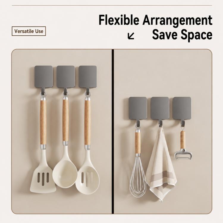 Wall Mounted No Drilling Magnetic Square Metal Hook, Single Pack, 5pcs Pack, 10pcs Pack