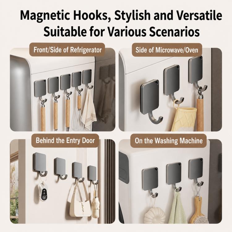Wall Mounted No Drilling Magnetic Round Metal Hook, Single Pack, 5pcs Pack, 10pcs Pack