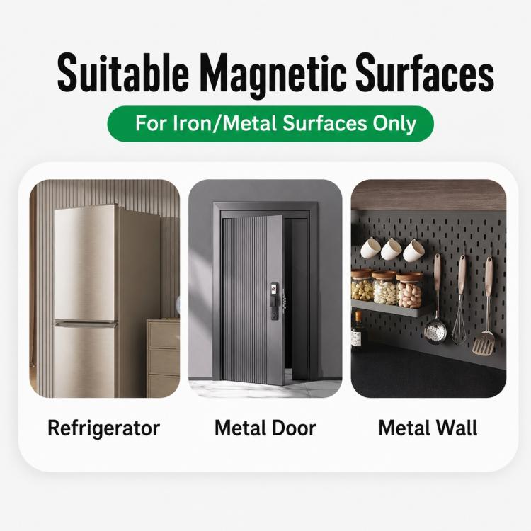 Wall Mounted No Drilling Magnetic Round Metal Hook, Single Pack, 5pcs Pack, 10pcs Pack