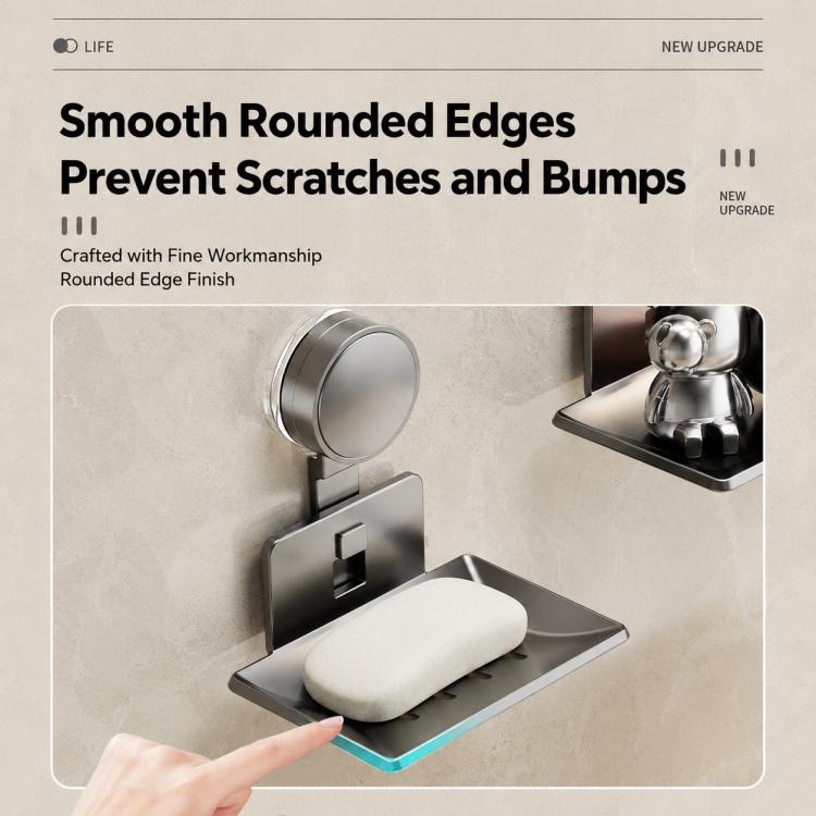 No Drilling Wall Mounted Suction Cup Soap Holder Drainable Metal Storage Tray, Single Pack, 2pcs Pack, 3pcs Pack