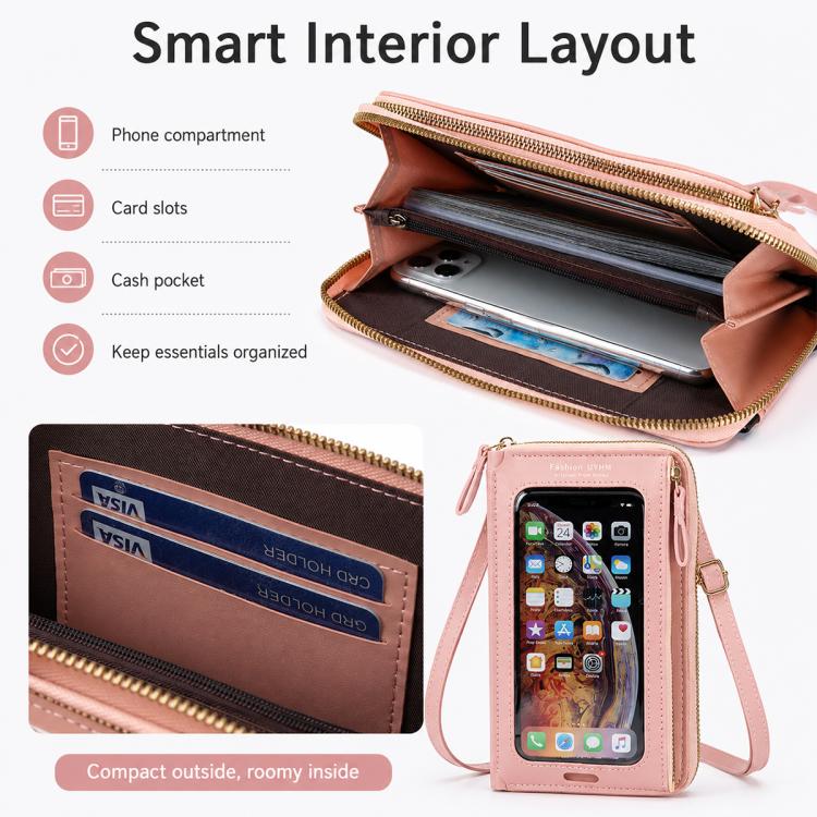 Female Touch Screen Phone Bag Multifunctional Crossbody Zipper Pouch