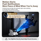 Night-vision style scene featuring pet monitoring robot camera with motion alert notification