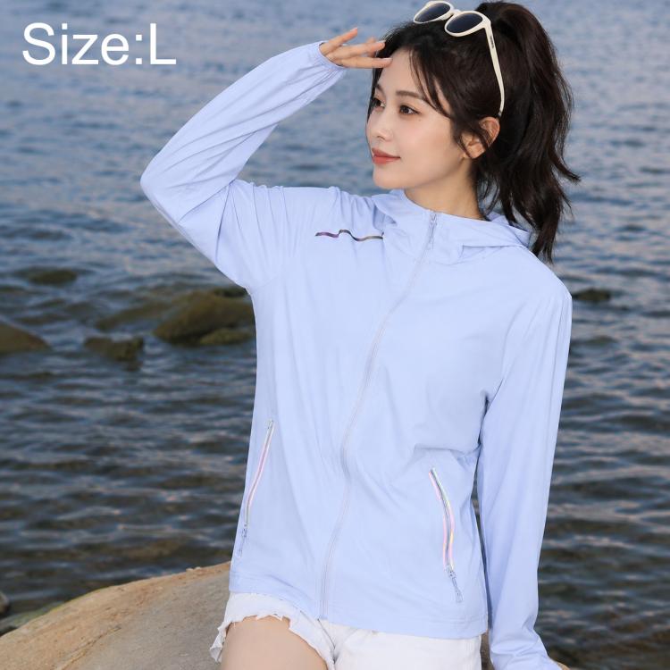 Women’s lightweight zip-front sun protection jacket in light white, long sleeves