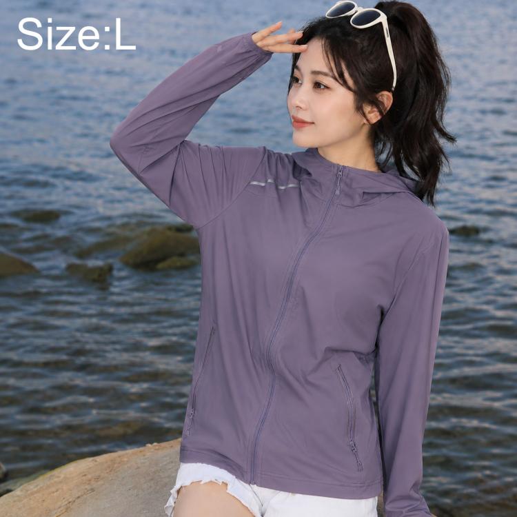 Women’s lightweight zip-front sun protection jacket in purple, long sleeves