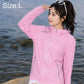 Women's lightweight sun protection jacket, pink, full-zip front and stand collar