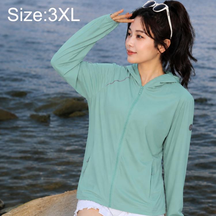 Lightweight sun protection women’s jacket, mint green, full-zip front and stand collar