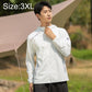 Men's lightweight sun protection coat, white, hooded full-zip, long sleeves (3XL)