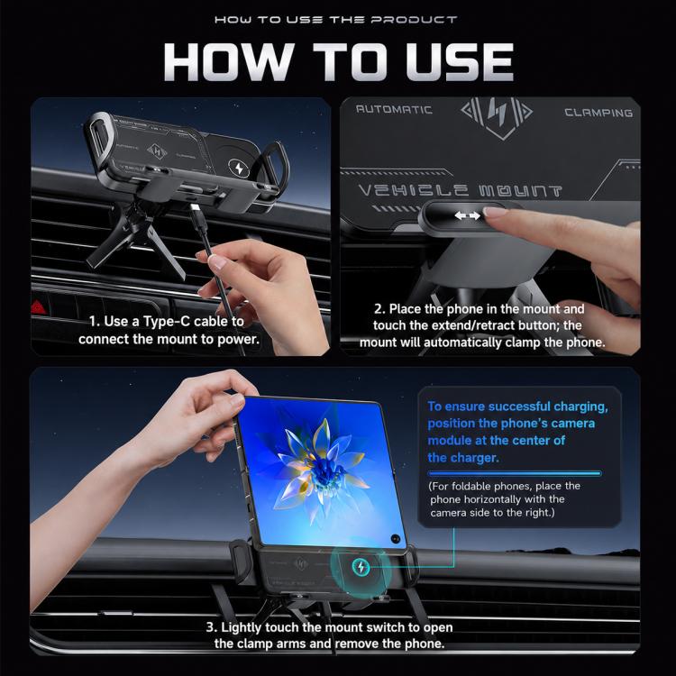 X01 2 In 1 Car Dual Coil 15W Wireless Charger Rotating Navigation Bracket, Bracket + Air Vent Base, Bracket + Dashboard Base, Bracket + Air Vent Base + Dashboard Base