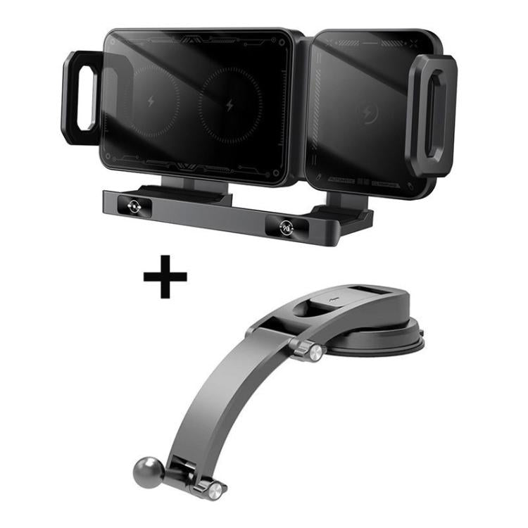 X06 Foldable Screen 15W Wireless Charger Rotating Navigation Bracket, Bat Bracket, Grey Bracket + Tripod, Black Bracket + Tripod, Black Bracket + Suction Cup, Only Black Bracket, Grey Bracket + Suction Cup, Only Grey Bracket