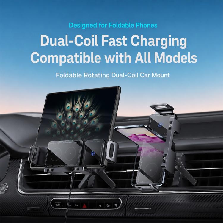 X06 Foldable Screen 15W Wireless Charger Rotating Navigation Bracket, Bat Bracket, Grey Bracket + Tripod, Black Bracket + Tripod, Black Bracket + Suction Cup, Only Black Bracket, Grey Bracket + Suction Cup, Only Grey Bracket