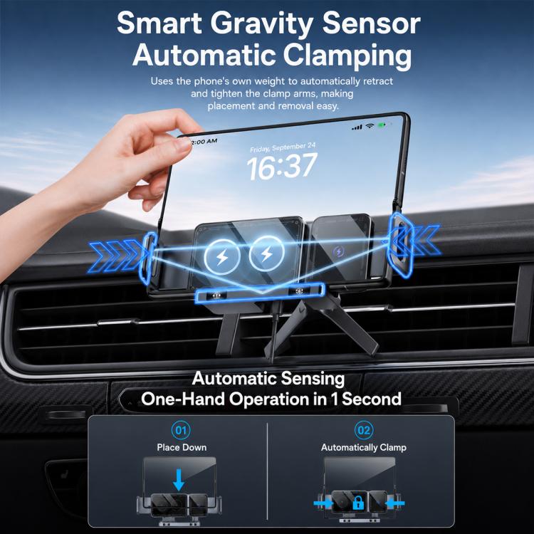 X06 Foldable Screen 15W Wireless Charger Rotating Navigation Bracket, Bat Bracket, Grey Bracket + Tripod, Black Bracket + Tripod, Black Bracket + Suction Cup, Only Black Bracket, Grey Bracket + Suction Cup, Only Grey Bracket