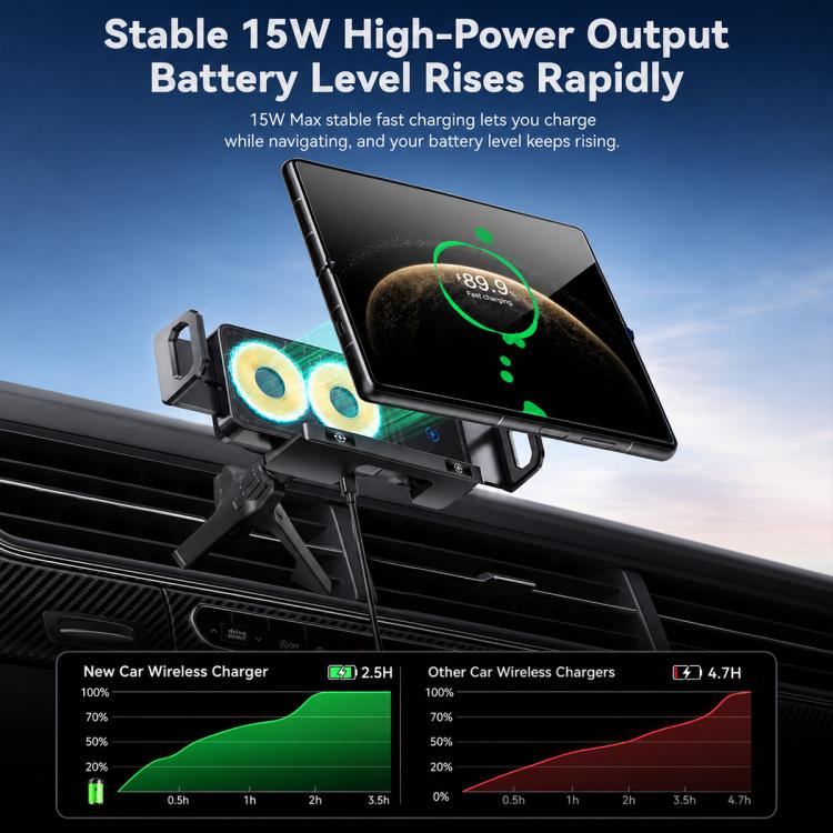 X06 Foldable Screen 15W Wireless Charger Rotating Navigation Bracket, Bat Bracket, Grey Bracket + Tripod, Black Bracket + Tripod, Black Bracket + Suction Cup, Only Black Bracket, Grey Bracket + Suction Cup, Only Grey Bracket