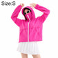 Hot pink lightweight sun-protection coat with hood and full zip front.