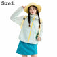 Light blue hooded sun protection coat with front zipper and drawstring hem pockets