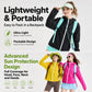 Lightweight packable sun protection coat, black and teal colorblock, zip front