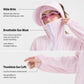 Pink breathable sun protection coat with hood and thumb-cuff sleeves