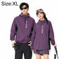 Purple hooded lightweight coat with front zipper and drawstring hem