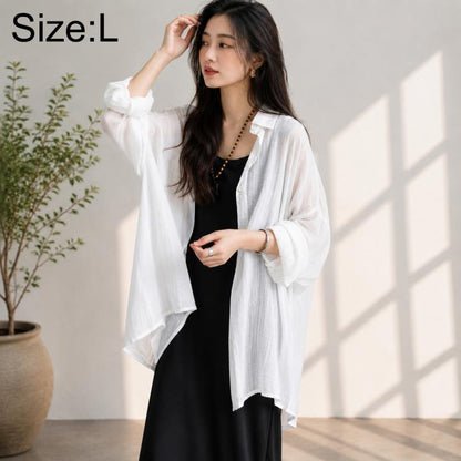 Lightweight Breathable Mid-Length Sun Protection Women Blouse, L, XL