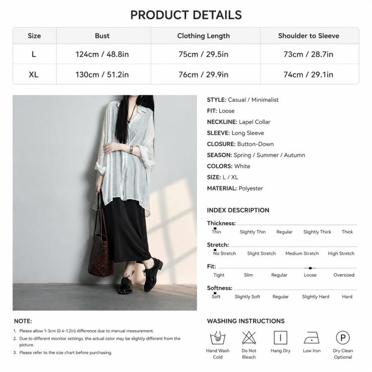Lightweight Breathable Mid-Length Sun Protection Women Blouse, L, XL