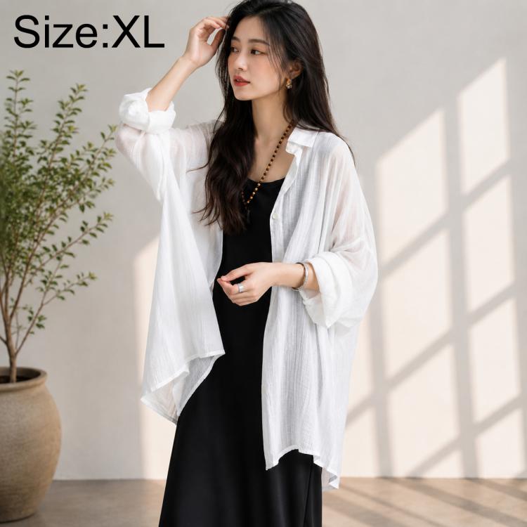 Lightweight Breathable Mid-Length Sun Protection Women Blouse, L, XL