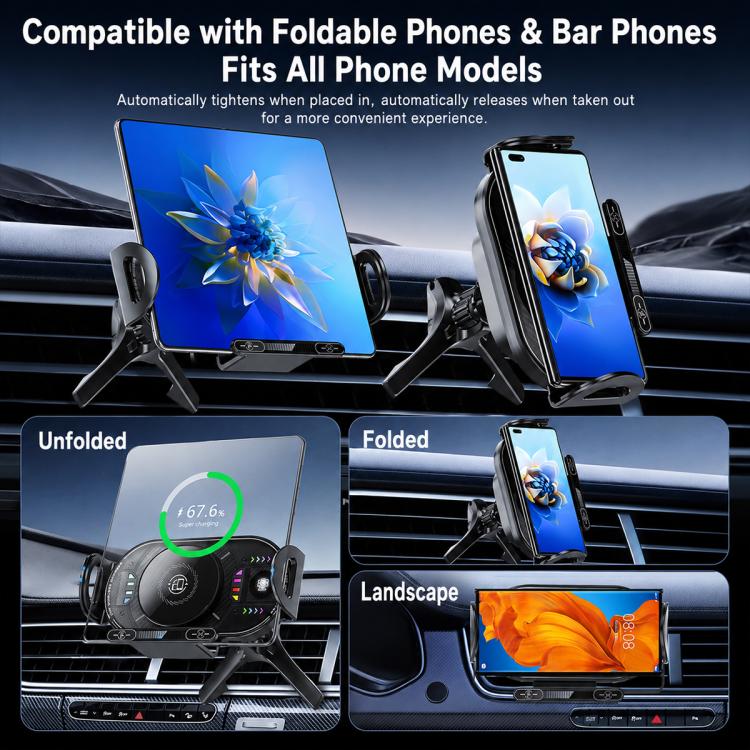 A3 15W Car Electric Wireless Fast Charging Rotating Bracket, A3 Bracket + Air Vent Base, A3 Bracket + Suction cup, A3 Bracket + Dual Base