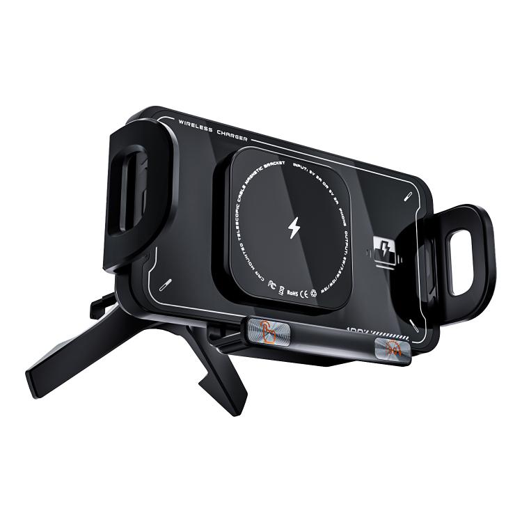 A03 Car Single Coil 15W Wireless Charger Rotating Navigation Bracket, A03 (Black)