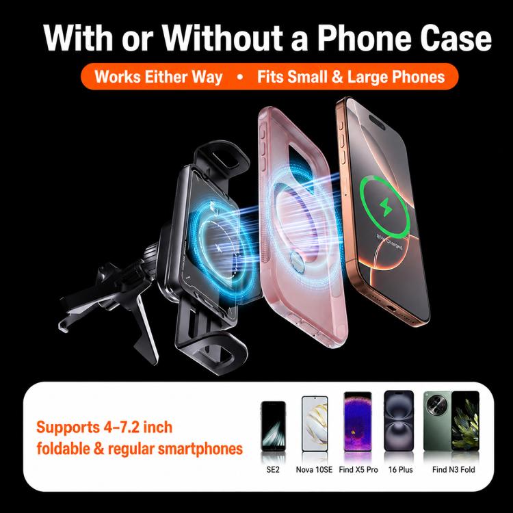 A03 Car Single Coil 15W Wireless Charger Rotating Navigation Bracket, A03 (Black)