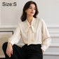 Women's blouse, beige, bow tie neck, long sleeves, size S