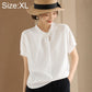 Women’s overlap collar short-sleeve shirt, white, V-overlap neckline and button