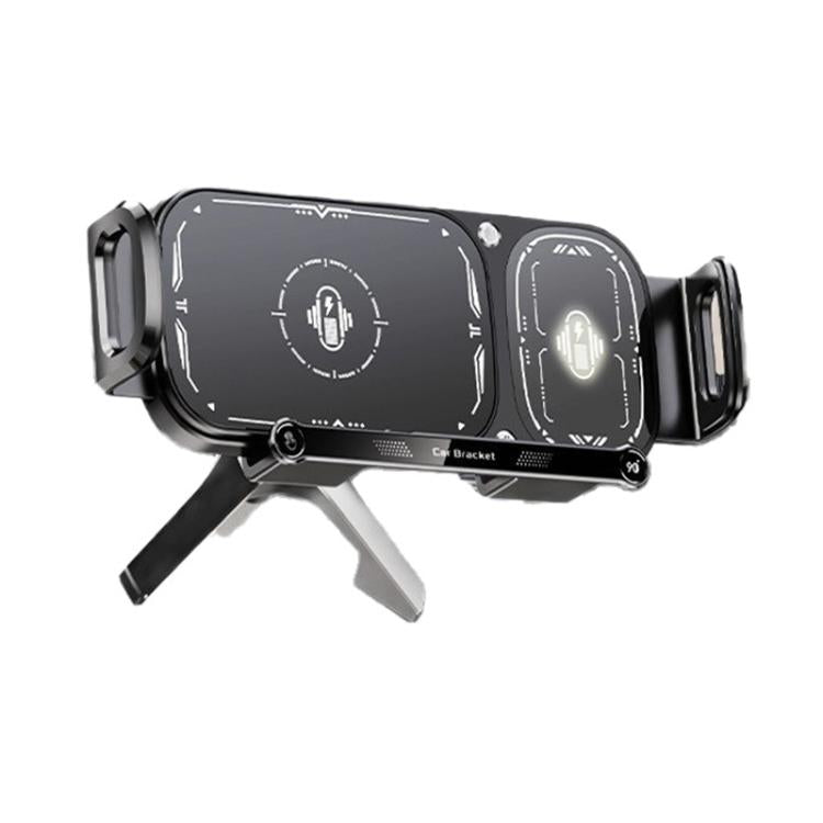 Q7S Car Dual Coil 15W Wireless Charger Rotating Bracket