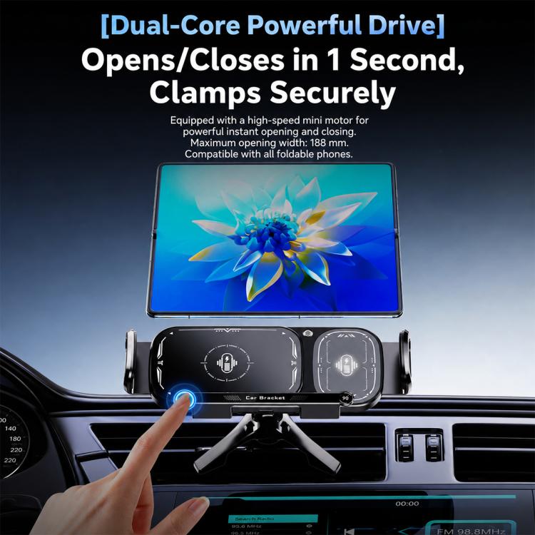 Q7S Car Dual Coil 15W Wireless Charger Rotating Bracket