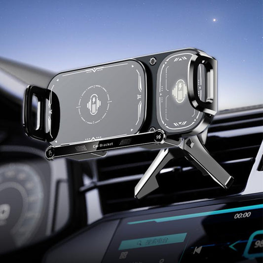 Q7S Car Dual Coil 15W Wireless Charger Rotating Bracket