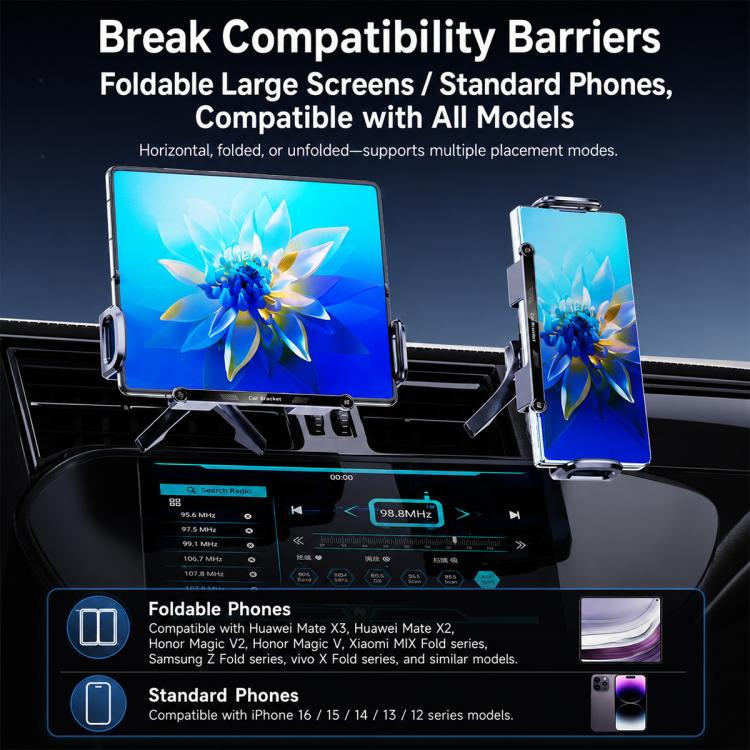 Q7S Car Dual Coil 15W Wireless Charger Rotating Bracket