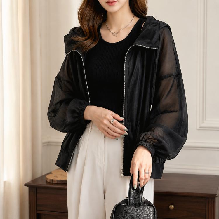 Lightweight Hooded Sun Protection Women Coat, Free Size