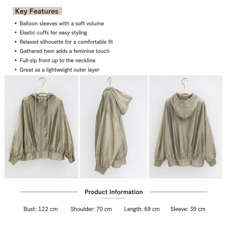 Lightweight Hooded Sun Protection Women Coat, Free Size