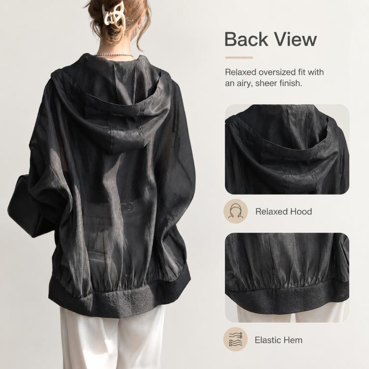 Lightweight Hooded Sun Protection Women Coat, Free Size