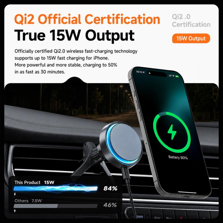 AC01 Rotating Magnetic Wireless Charging Car Air Vent Phone Holder