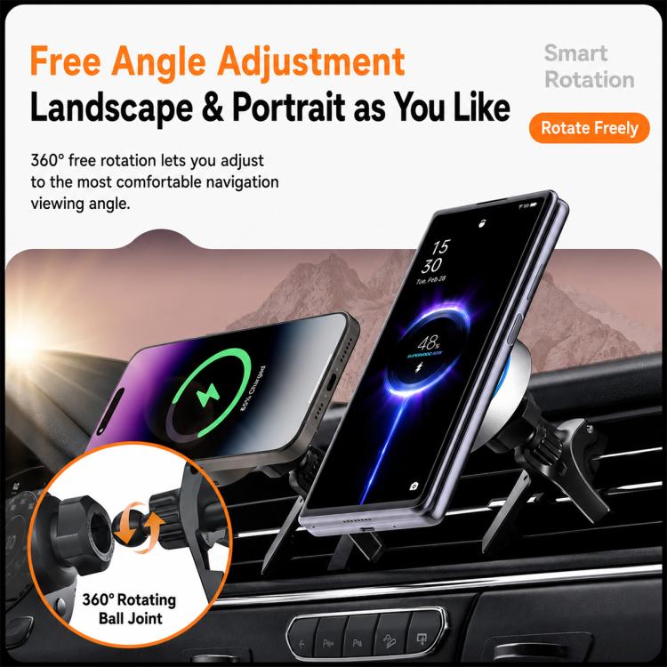AC01 Rotating Magnetic Wireless Charging Car Air Vent Phone Holder