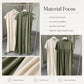 Cotton-linen shirt dress in cream and olive on hangers, short sleeves and button placket