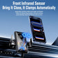 Wireless magnetic car charger holder with front infrared sensor and auto-clamping arms