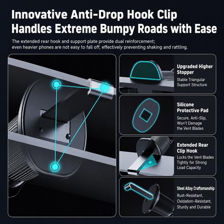 A8 Cooling Wireless Charger Car Air Outlet Holder With Digital display screen