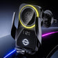 Black magnetic wireless car air outlet charger with cooling ring and fast-charge display