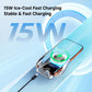 Wireless car air outlet charger compact body with green magnetic ring and phone dock