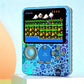 Blue handheld game console with 3.5-inch screen and circular control buttons
