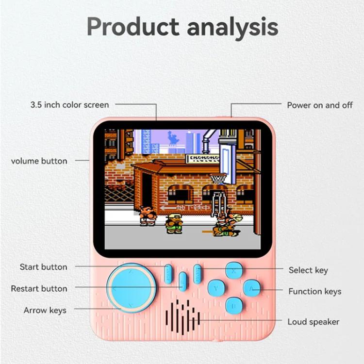Handheld retro game console front view with 3.5-inch screen and button controls