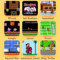 Retro handheld console game thumbnails grid showing multiple classic games